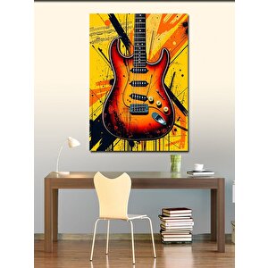Kanvas Tablo Renkli Elektrik Gitarı 100x140 cm