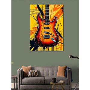 Kanvas Tablo Renkli Elektrik Gitarı 100x140 cm