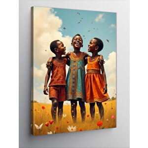 Kanvas Tablo Afrikalı Çocuklar Neşesi 70x100 cm