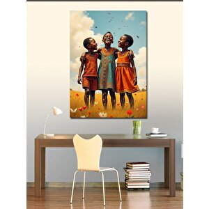 Kanvas Tablo Afrikalı Çocuklar Neşesi 70x100 cm