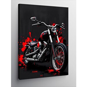 Kanvas Tablo Siyah Motorsiklet Çizimi 70x100 cm