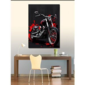 Kanvas Tablo Siyah Motorsiklet Çizimi 70x100 cm