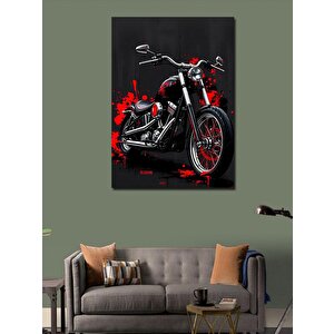 Kanvas Tablo Siyah Motorsiklet Çizimi 70x100 cm