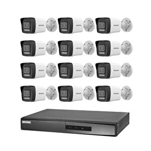 Hikvision 12 Kameralı 2 Mp Hybrid Light İp Güvenlik Kamera Seti Ds-2cd1023g2-liuf (dahili Mikrofonlu)