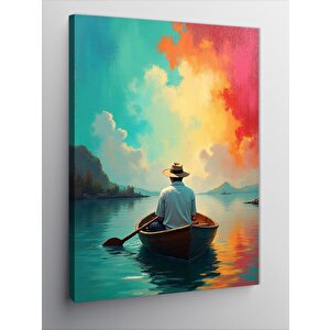 Kanvas Tablo Göl Üzerinde Yalnız Adam 50x70 cm