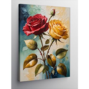 Kanvas Tablo Kırmızı Ve Sarı Güller 100x140 cm