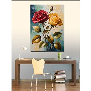 Kanvas Tablo Kırmızı Ve Sarı Güller 100x140 cm