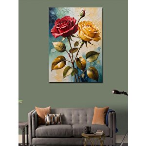 Kanvas Tablo Kırmızı Ve Sarı Güller 100x140 cm