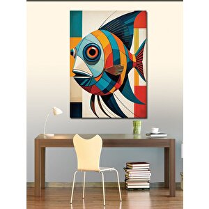 Kanvas Tablo Soyut Renkli Balık 100x140 cm