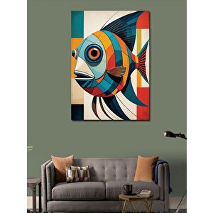 Kanvas Tablo Soyut Renkli Balık 100x140 cm