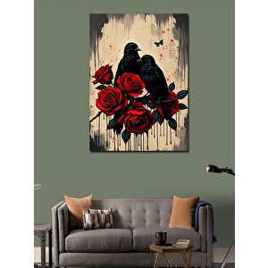 Kanvas Tablo Güller Ve Kargalar 50x70 cm