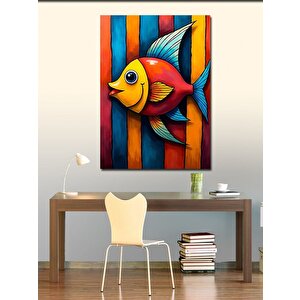 Kanvas Tablo Renkli Balık Sanatı 70x100 cm