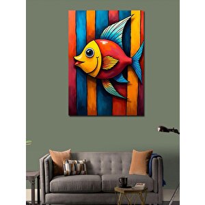 Kanvas Tablo Renkli Balık Sanatı 70x100 cm