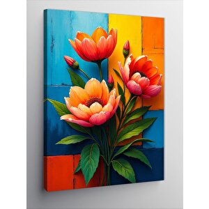 Kanvas Tablo Renkli Nilüfer Çiçekler 70x100 cm