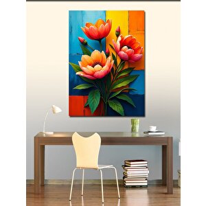 Kanvas Tablo Renkli Nilüfer Çiçekler 70x100 cm