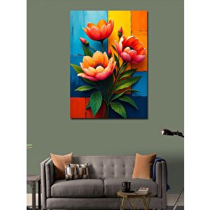 Kanvas Tablo Renkli Nilüfer Çiçekler 70x100 cm