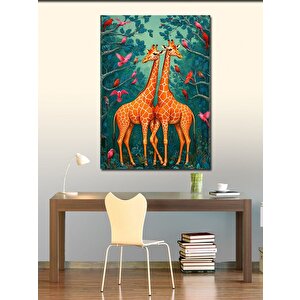 Kanvas Tablo Renkli Zürafa Çiftleri 50x70 cm