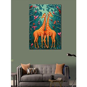 Kanvas Tablo Renkli Zürafa Çiftleri 50x70 cm