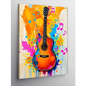 Kanvas Tablo Müzikli Akustik Gitar 70x100 cm