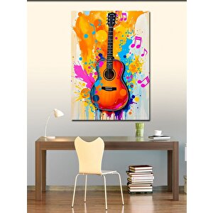 Kanvas Tablo Müzikli Akustik Gitar 70x100 cm