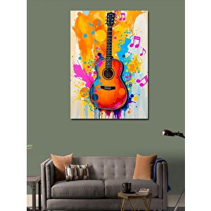 Kanvas Tablo Müzikli Akustik Gitar 70x100 cm