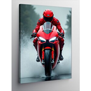 Kanvas Tablo Kırmızı Yarış Motoru 50x70 cm