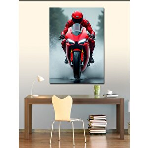 Kanvas Tablo Kırmızı Yarış Motoru 50x70 cm