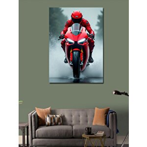 Kanvas Tablo Kırmızı Yarış Motoru 50x70 cm