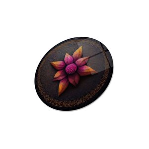 Çiçek Yuvarlak Cam Tablo | Hediyelik, Dekoratif, Ofis, Mutfak 30x30 cm