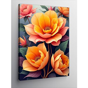 Kanvas Tablo Turuncu Büyük Çiçekler 50x70 cm
