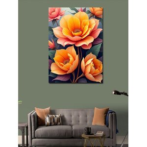 Kanvas Tablo Turuncu Büyük Çiçekler 50x70 cm