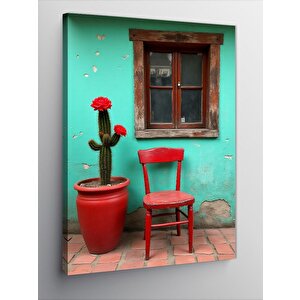 Kanvas Tablo Kırmızı Saksıda Çiçek 70x100 cm