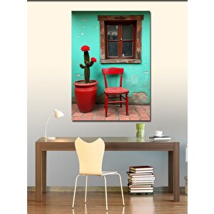 Kanvas Tablo Kırmızı Saksıda Çiçek 70x100 cm