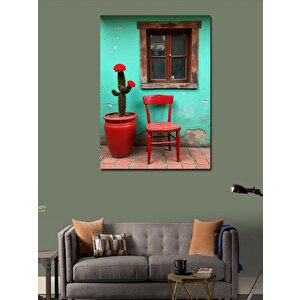 Kanvas Tablo Kırmızı Saksıda Çiçek 70x100 cm