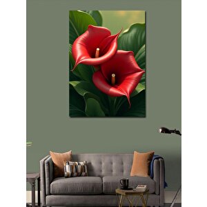 Kanvas Tablo Kırmızı Kala Çiçekleri 100x140 cm