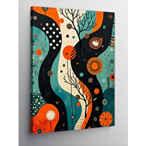Kanvas Tablo Soyut Ağaç Ve Noktalar 100x140 cm