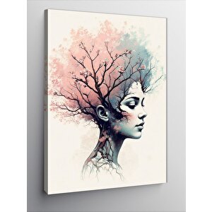 Kanvas Tablo Ağaçlı Kadın Yüzü 100x140 cm