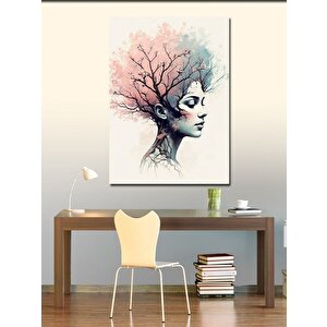 Kanvas Tablo Ağaçlı Kadın Yüzü 100x140 cm