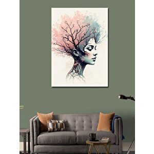 Kanvas Tablo Ağaçlı Kadın Yüzü 100x140 cm
