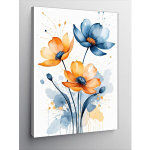 Kanvas Tablo Turuncu Ve Mavi Çiçekler 50x70 cm