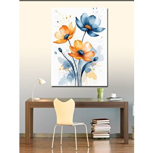 Kanvas Tablo Turuncu Ve Mavi Çiçekler 50x70 cm