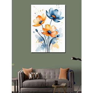 Kanvas Tablo Turuncu Ve Mavi Çiçekler 50x70 cm