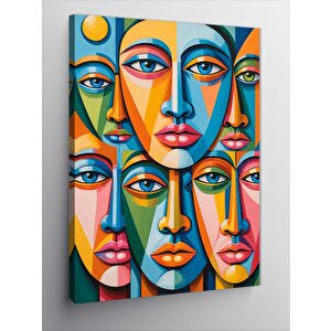 Kanvas Tablo Soyut Çoklu Yüz Çizimi 50x70 cm