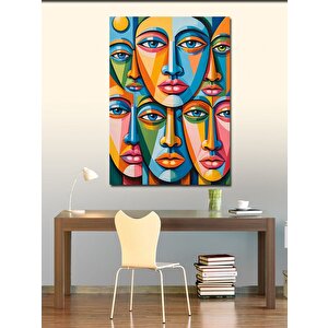 Kanvas Tablo Soyut Çoklu Yüz Çizimi 50x70 cm