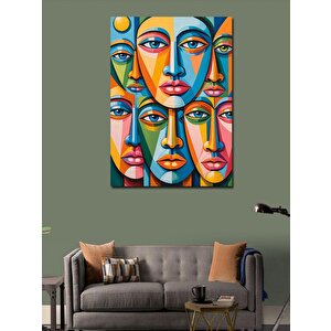 Kanvas Tablo Soyut Çoklu Yüz Çizimi 50x70 cm