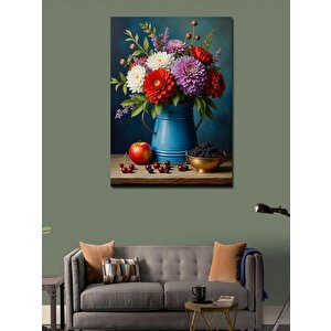 Kanvas Tablo Çiçek Ve Meyve Vazosu 50x70 cm