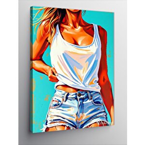 Kanvas Tablo Beyaz Atletli Kadın 100x140 cm