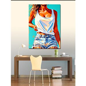Kanvas Tablo Beyaz Atletli Kadın 100x140 cm