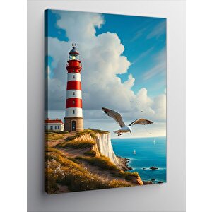 Kanvas Tablo Deniz Feneri Ve Martılar 100x140 cm