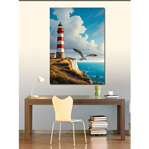 Kanvas Tablo Deniz Feneri Ve Martılar 100x140 cm